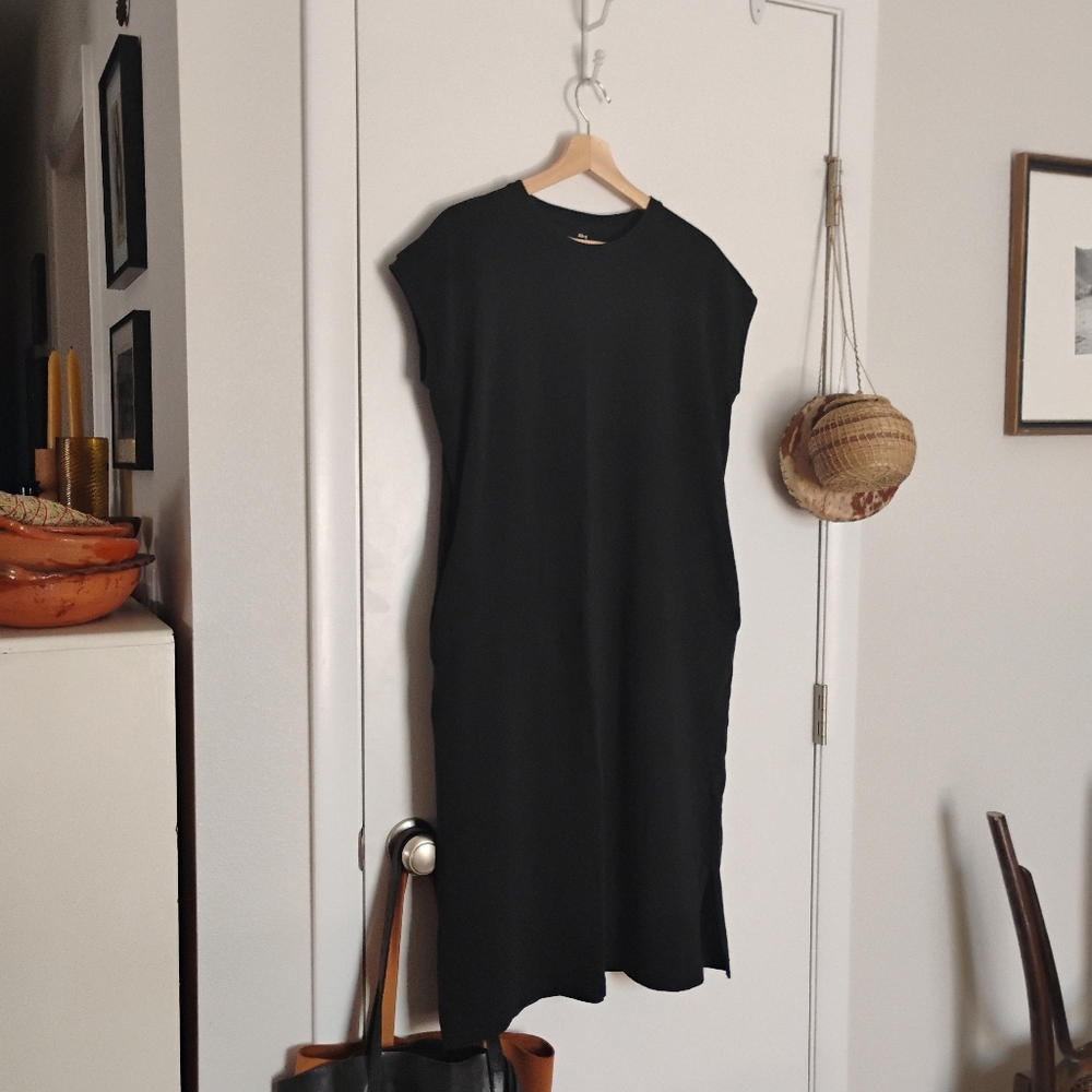 Unbranded Boxy Cotton Midi Dress- XS/S, Black